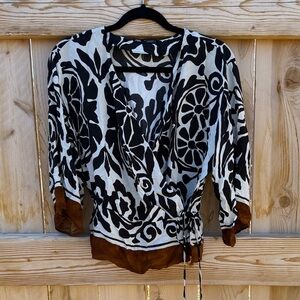 Zara Black and Brown Floral Blouse